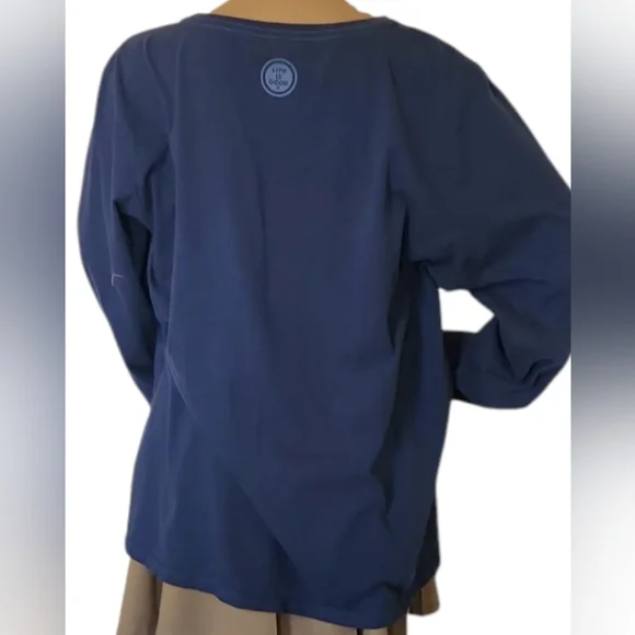 Life Is Good Crusher Tee Long Sleeve Blue Pullover Floral Womens Size XXL - Picture 2 of 5